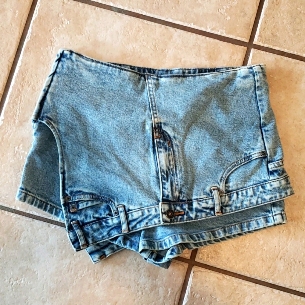 Amani Asymmetrical Denim Mini Skort